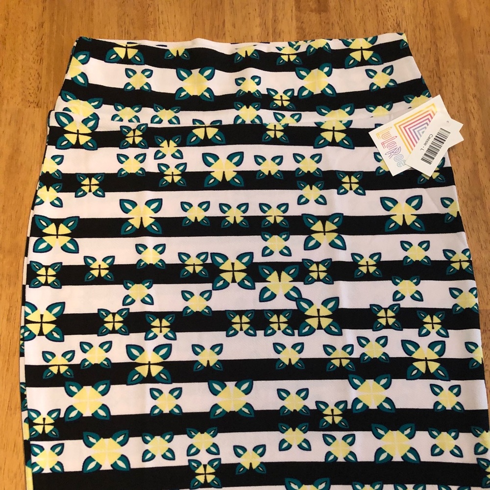 Lularoe Large Cassie Floral & Stripes